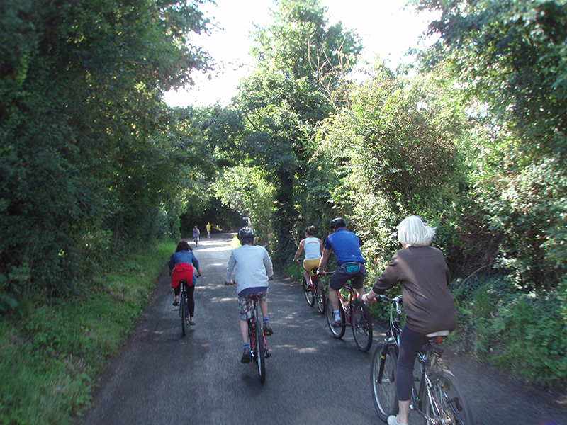Cyclists and fun-runners in Nutbourne Lane, taking part in the Village's inaugural 9K Fun Run and Cycle Race, which raised &pound;600 for charity.  (Copyright image courtesy of Mr Jim Hool)