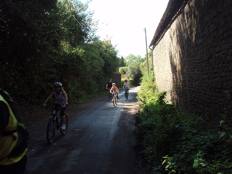 Cyclists hit Stream Lane, Nutbourne in the West Sussex Village's inaugural 9K Fun Run and Cycle Race. Copyright image courtesy of Mr Jim Hool)