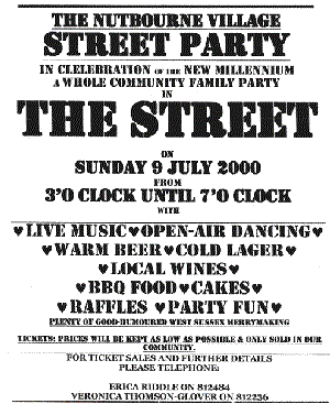 A handbill marketing Nutbourne Village's Millennium Street party in ... where else but 'The Street'