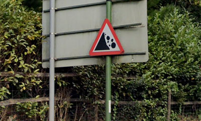 Long before the recent landslide, the Highways Agency had the foresight to include a 'falling rocks' sign on Church Hill, part of the A29 on the way into Pulborough, as pictured by a Google Street View capture van in 2022. They would struggle to get any pictures today!