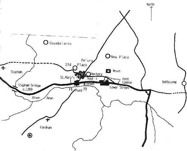 A map of late medieval Pulborough and the surrounding area (Copyright: Jack Pedley)