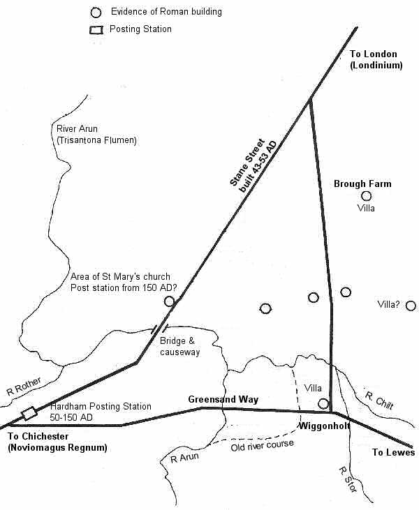 A map showing Roman Pulborough between 50 and 376 AD