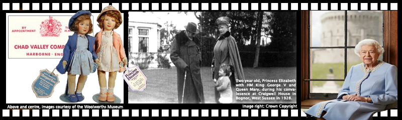 Celebrating the extraordinary reign of Her Majesty Queen Elizabeth II, and an association with West Sussex that stretched from shortly after her second birthday in 1926 when she travelled down to visit her grandfather, who was recuperating at Craigwell House n Bognor, to 2017 when she toured Chichester's Theatre. It is said that she smiled from ear to ear when she heard the news that her horse Love Affairs, ridden by jockey Adam Kirby had won at Glorious Goodwood on Tuesday 6th September 2022, just two days before she passed away. (Left and centre images with thanks to the Woolworths Museum, right hand image Crown Copyright, from the resources made available by Buckingham Palace for the Platinum Juvilee celebrations.)